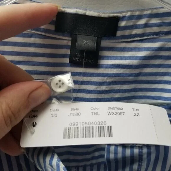 NWT J. Crew Sleeveless Striped Poplin Dress Cotton  Blue White 2x - Picture 5 of 9